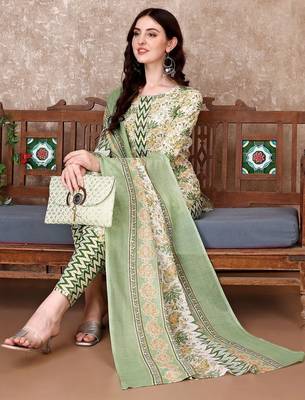 women floral printed kurta with trousers & with dupatta 3