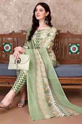 women floral printed kurta with trousers & with dupatta