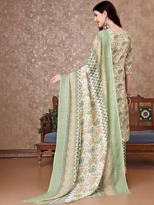 women floral printed kurta with trousers & with dupatta 5