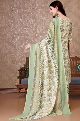 women floral printed kurta with trousers & with dupatta
