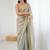 Grey embellished sequinned satin designer saree