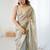 Grey embellished sequinned satin designer saree