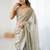 Grey embellished sequinned satin designer saree