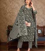 women floral printed kurta with trousers & with dupatta
