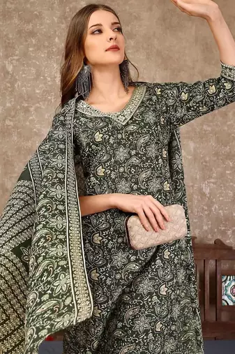 women floral printed kurta with trousers & with dupatta