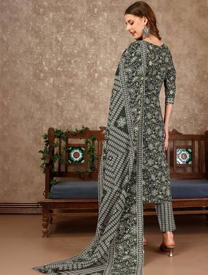 women floral printed kurta with trousers & with dupatta 5
