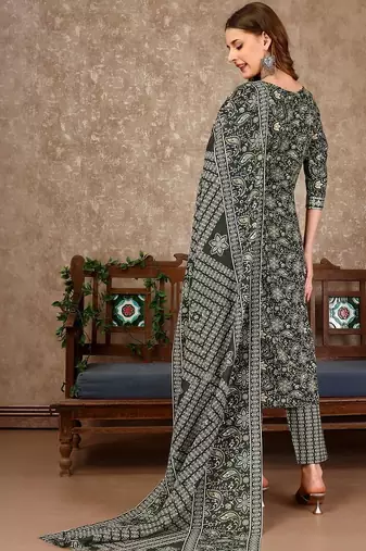 women floral printed kurta with trousers & with dupatta