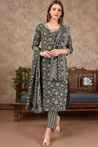 women floral printed kurta with trousers & with dupatta