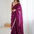 Purple embellished sequinned satin designer saree