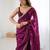 Purple embellished sequinned satin designer saree