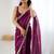 Purple embellished sequinned satin designer saree