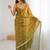 Olive embellished sequinned satin designer saree
