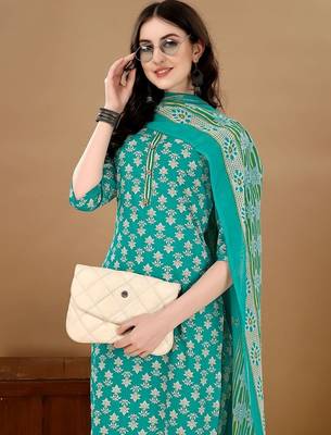 women ethnic motifs printed kurta with trousers & with dupatta 2