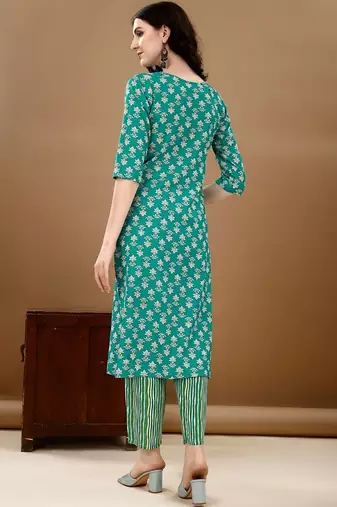 women ethnic motifs printed kurta with trousers & with dupatta