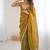 Olive embellished sequinned satin designer saree