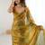 Olive embellished sequinned satin designer saree