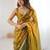 Olive embellished sequinned satin designer saree