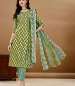 women ethnic motifs printed kurta with trousers & with dupatta