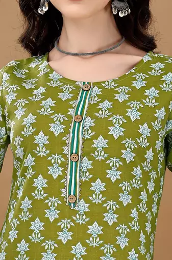 women ethnic motifs printed kurta with trousers & with dupatta