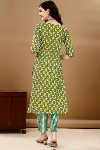 women ethnic motifs printed kurta with trousers & with dupatta