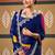Blue bandhani embroidered poly chiffon designer bandhani saree