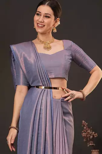 Lavender woven design zari silk blend kanjeevaram saree