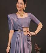 Lavender woven design zari silk blend kanjeevaram saree