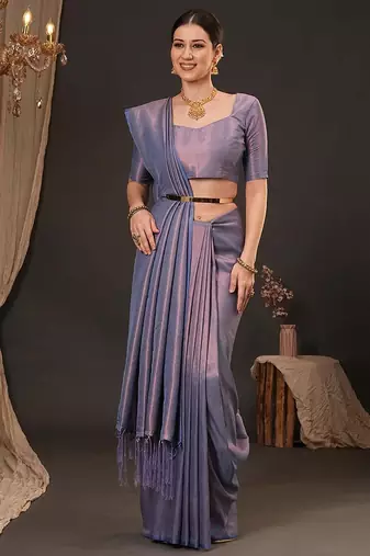 Lavender woven design zari silk blend kanjeevaram saree