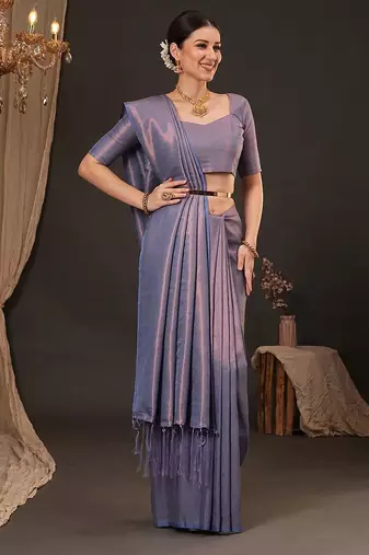 Lavender woven design zari silk blend kanjeevaram saree