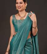 Teal woven design zari silk blend kanjeevaram saree