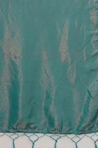 Teal woven design zari silk blend kanjeevaram saree