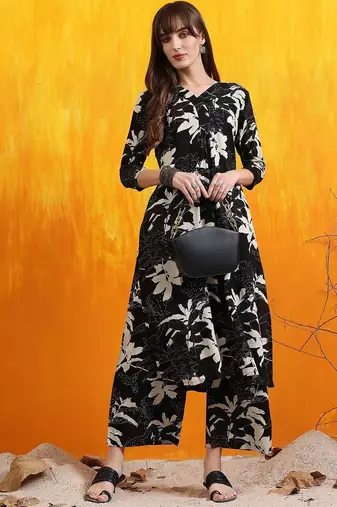 women floral printed regular kurta with palazzos