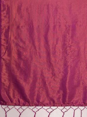 Magenta woven design zari silk blend kanjeevaram saree 5