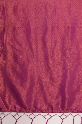 Magenta woven design zari silk blend kanjeevaram saree