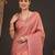 Peach woven design zari silk blend kanjeevaram saree