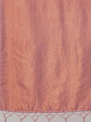 Peach woven design zari silk blend kanjeevaram saree 5