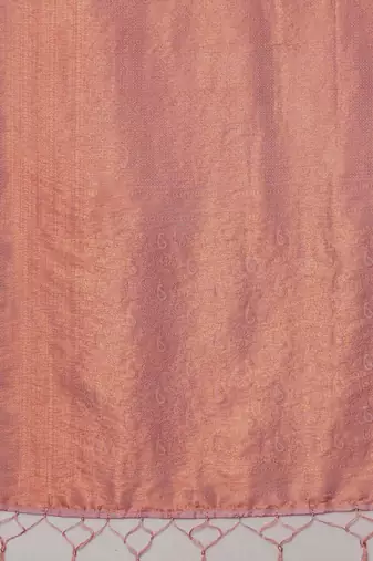 Peach woven design zari silk blend kanjeevaram saree