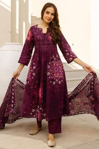 women ethnic motifs dyed regular kurta with trousers & with dupatta
