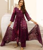 women ethnic motifs dyed regular kurta with trousers & with dupatta