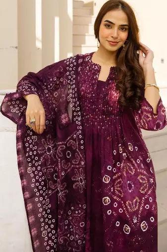 women ethnic motifs dyed regular kurta with trousers & with dupatta