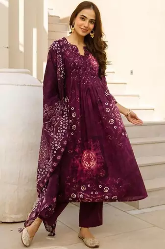 women ethnic motifs dyed regular kurta with trousers & with dupatta