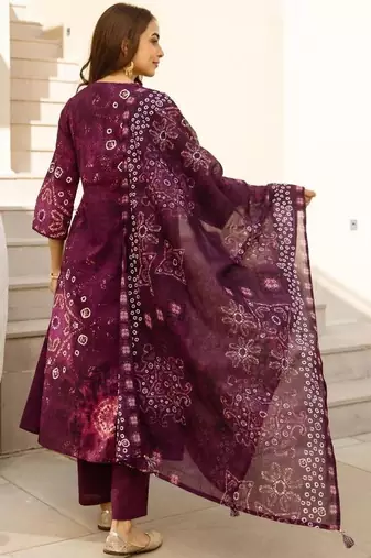 women ethnic motifs dyed regular kurta with trousers & with dupatta