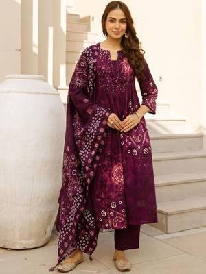 women ethnic motifs dyed regular kurta with trousers & with dupatta 6