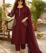 women ethnic motifs embroidered regular thread work  cotton kurta with trousers & with