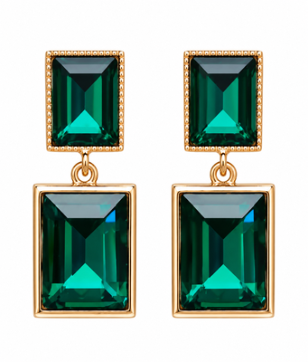 Anti-tarnish jewellery, double stone drop, stud back closure, faceted crystal, statement earrings 5