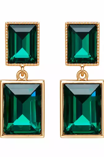 Anti-tarnish jewellery, double stone drop, stud back closure, faceted crystal, statement earrings