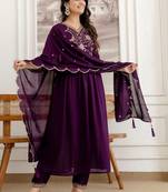 women ethnic motifs embroidered empire sequinned kurta with trousers & with dupatta