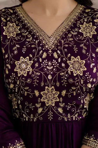 women ethnic motifs embroidered empire sequinned kurta with trousers & with dupatta