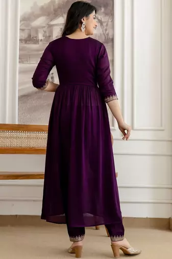 women ethnic motifs embroidered empire sequinned kurta with trousers & with dupatta