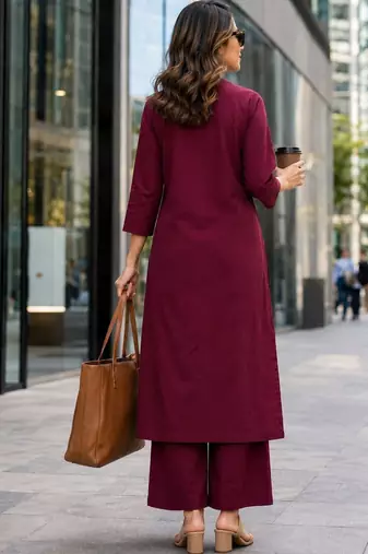 women embroidered regular thread work  cotton kurta with palazzos